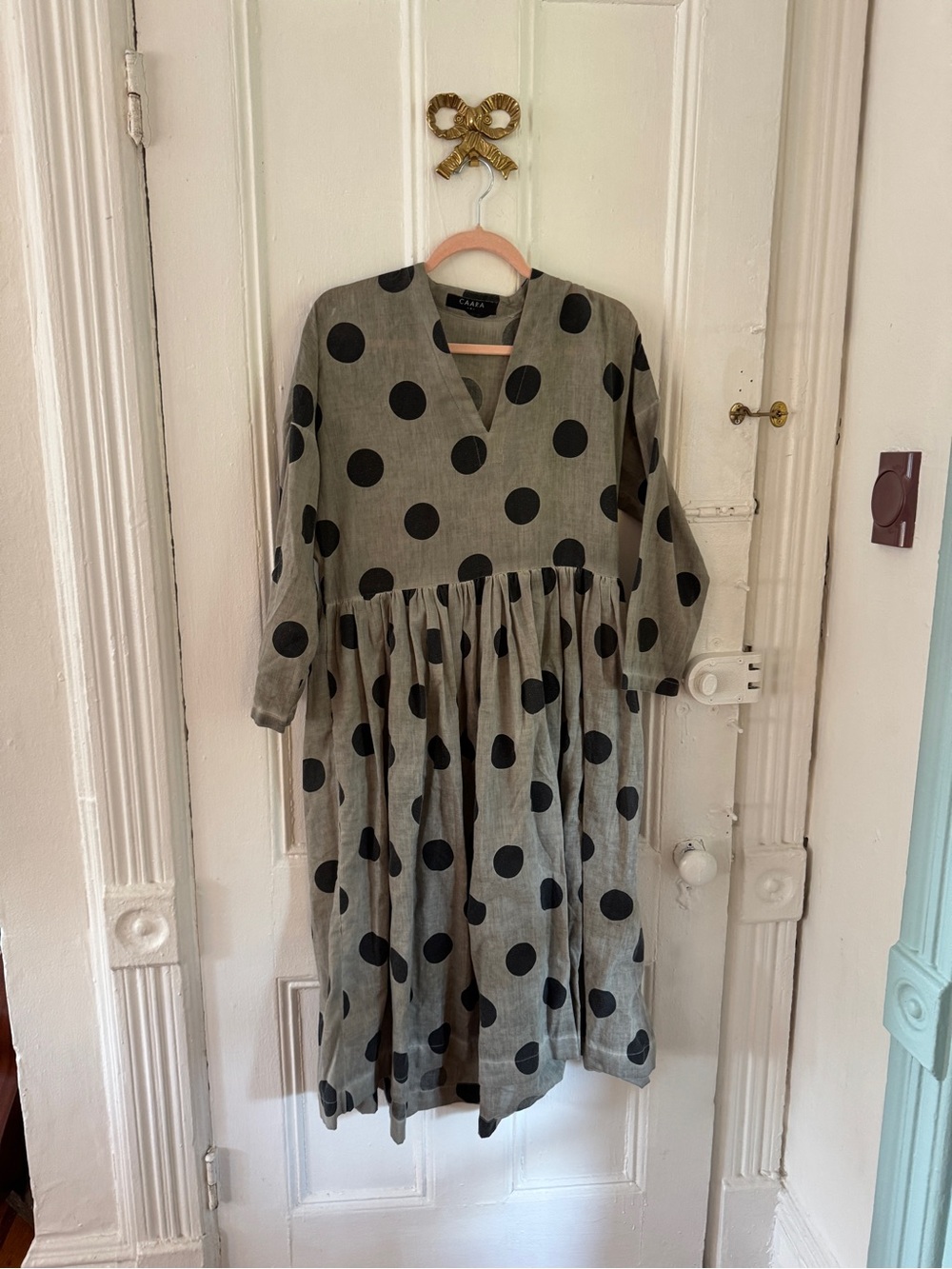 Caara Polka Dot Long Sleeve Dress in grey